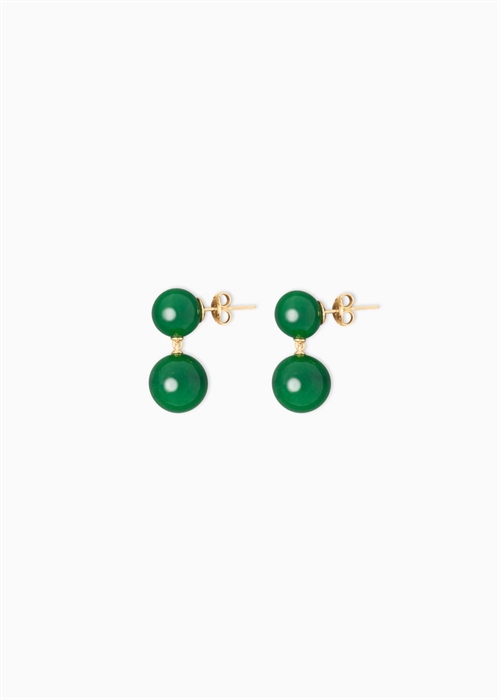 LIE STUDIO THE HANNAH EARRINGS GREEN AGATE GOLD PLATED